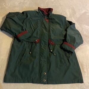 Vintage Fleet Street Men 80s Green Burgundy Fleece Lined Parka Jacket Coat L